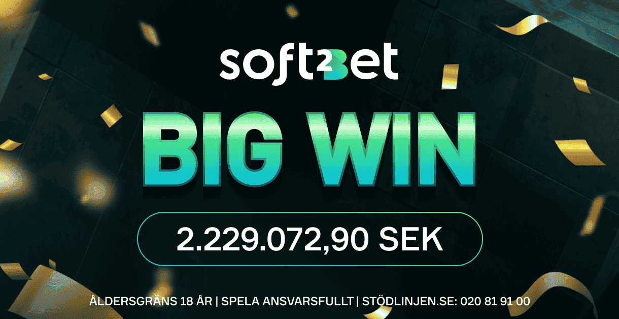 幸运的玩家在Soft2Bet赌场赢得巨额奖金