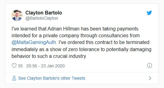 Clayton Bartolo terminates Hillman's MGA contracts